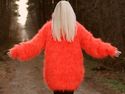 THICK Hand Knitted Mohair Sweater Red Orange Melan