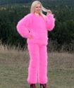 New hand knitted mohair pants Fuzzy NEON PINK soft