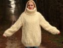 1.6KG Hand Knitted Mohair Sweater THICK IVORY Cabl