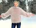 New Hand Knitted Mohair Sweater LIGHT BEIGE Handma