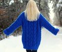 1.7 KG Hand Knitted Mohair Sweater BLUE Fuzzy Pull