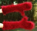 New Hand knitted mohair sweater mittens fuzzy RED 