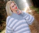 BN Hand Knitted Mohair Sweater Shawl Collar GRAY F