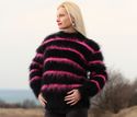 New Hand Knitted Mohair Sweater Fuzzy BLACK PINK H