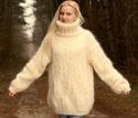 1.6KG Hand Knitted Mohair Sweater THICK IVORY Cabl