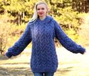 2.2 KG Hand Knitted Mohair Sweater BLUE Handmade F
