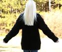 New Hand Knitted Mohair Sweater Shawl Collar BLACK