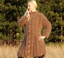1.8 KG Hand Knitted Mohair Coat BROWN Handcrafted 
