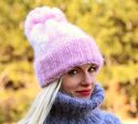 New Hand Knitted Mohair Icelandic Hat Fuzzy Handkn