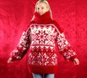 BN Hand Knitted Mohair Sweater Thick Icelandic RED