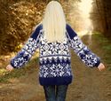 BN Hand Knitted Mohair Sweater Soft Icelandic BLUE