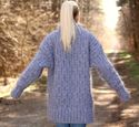 2 KG Hand Knitted Mohair Coat Gray Handmade Cardig