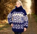 BN Hand Knitted Mohair Sweater Soft Icelandic BLUE