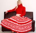 GORGEOUS Hand Knitted Mohair Sweater Fuzzy RED WHI