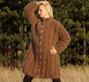 1.8 KG Hand Knitted Mohair Coat BROWN Handcrafted 
