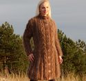 1.8 KG Hand Knitted Mohair Coat BROWN Handcrafted 