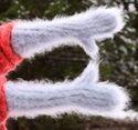 BN Hand knitted mohair sweater mittens fuzzy LIGHT