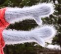 BN Hand knitted mohair sweater mittens fuzzy LIGHT