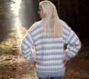 BN Hand Knitted Mohair Sweater Shawl Collar GRAY F