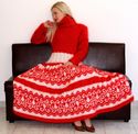 GORGEOUS Hand Knitted Mohair Sweater Fuzzy RED WHI