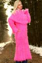 New Hand Knitted Mohair Sweater Fuzzy NEON PINK Ha