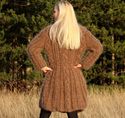 1.8 KG Hand Knitted Mohair Coat BROWN Handcrafted 
