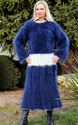 New Hand Knitted Mohair Sweater Fuzzy BLUE WHITE H