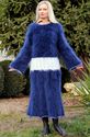 New Hand Knitted Mohair Sweater Fuzzy BLUE WHITE H