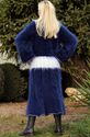 New Hand Knitted Mohair Sweater Fuzzy BLUE WHITE H