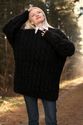 1.7 KG Hand Knitted Mohair Sweater BLACK Cables Un