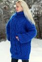 1.7 KG Hand Knitted Mohair Sweater BLUE Fuzzy Pull
