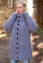 2 KG Hand Knitted Mohair Coat Gray Handmade Cardig