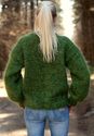 New Hand Knitted Mohair Sweater Fluffy GREEN MELAN