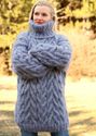 1.85KG Hand Knitted Mohair Sweater THICK GRAY Cabl