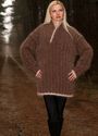 New Hand Knitted Mohair Sweater Shawl Collar BROWN