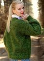 New Hand Knitted Mohair Sweater Fluffy GREEN MELAN