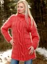 New Hand Knitted Mohair Sweater RED CORAL Thick Ha