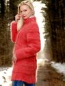 New Hand Knitted Mohair Sweater RED CORAL Thick Ha