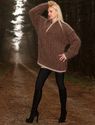 New Hand Knitted Mohair Sweater Shawl Collar BROWN