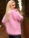 New Hand Knitted Mohair Sweater PINK Spring Fuzzy 