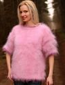 New Hand Knitted Mohair Sweater PINK Spring Fuzzy 