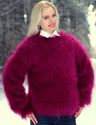 New Hand Knitted Mohair Sweater Fuzzy PURPLE FUCHS