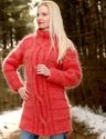 New Hand Knitted Mohair Sweater RED CORAL Thick Ha