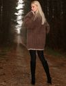 New Hand Knitted Mohair Sweater Shawl Collar BROWN