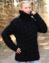 1.7 KG Hand Knitted Mohair Sweater BLACK Fuzzy Thi
