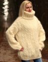 1.6KG Hand Knitted Mohair Sweater THICK IVORY Cabl