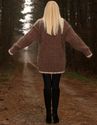 New Hand Knitted Mohair Sweater Shawl Collar BROWN