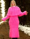 New Hand Knitted Mohair Sweater Fuzzy NEON PINK Ha