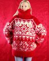 BN Hand Knitted Mohair Sweater Thick Icelandic RED
