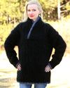 New Hand Knitted Mohair Sweater Shawl Collar BLACK